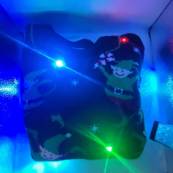 Christmas Knitted Sweater Navy Blue Funny Ugly Light Up Elves Candy Cane Large - Picture 11 of 11